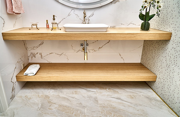 Floating vanity bathroom remodel